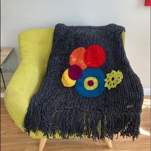 Hand-knitted charcoal chunky decorative Throw